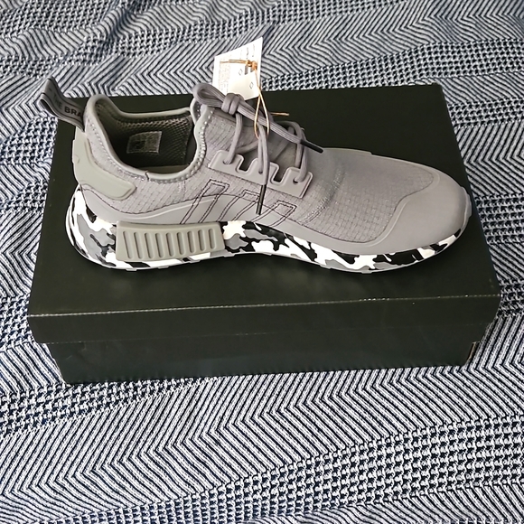 adidas gazelle silver green womens Adidas NMD_R1 "Grey Camo"  Beater Sneaker